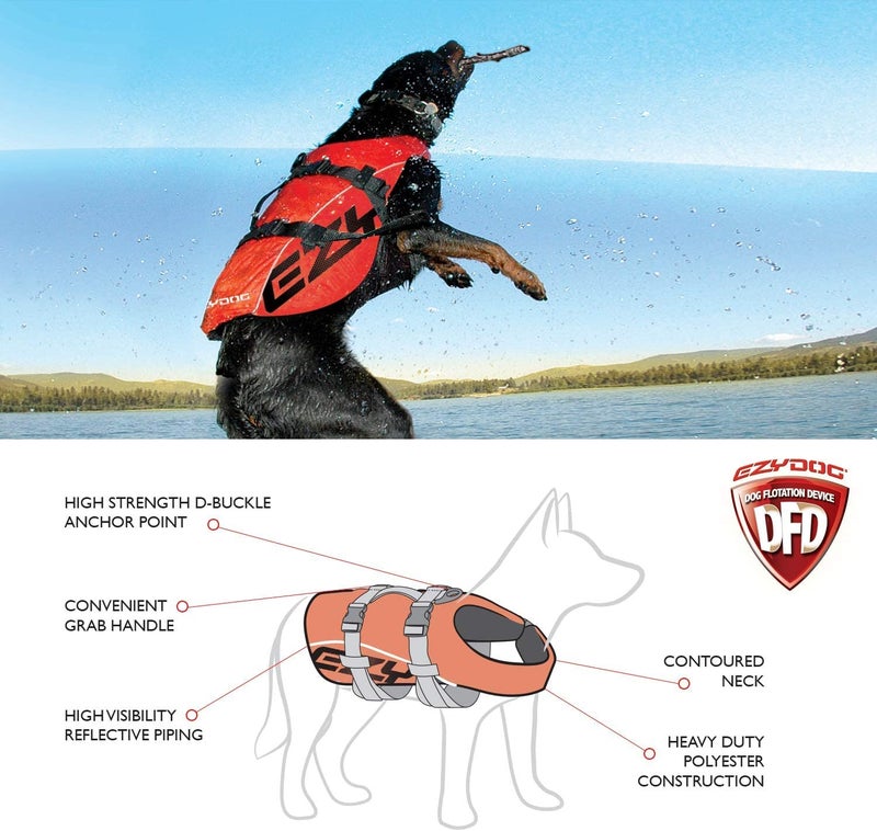 Ezydog DFD Dog Life Jacket - Adjustable Swimming Safety Vest with Reflective Trim & Durable Grab Handle - 50% More Flotation Material - Medium, Red - Image 3